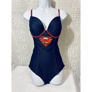 UnderGirl Superman Woman’s Sleepwear, lingerie, Costume, Blue Stretch Fabric Lg